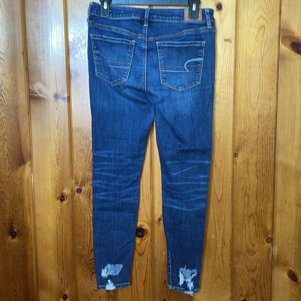 American Eagle outfitters super stretch X jeans high rise jeggings 8 distressed - Picture 5 of 9